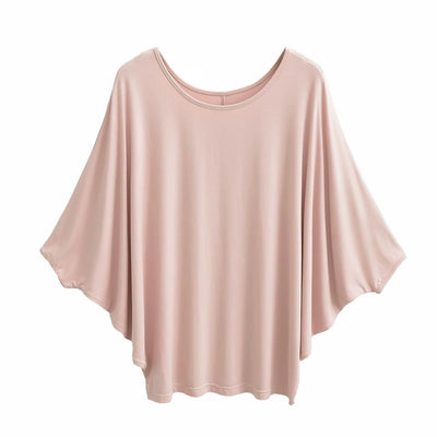 Blusa Suelta de Seda Premium con Mangas Murciélago - Diseño Versátil para Mujer