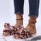 Pantuflas Abiertas con Estampado de Leopardo y Pelaje Suave