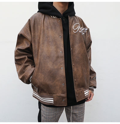 Chaqueta Beisbolera de Cuero con Bordados Artesanales - Image 3