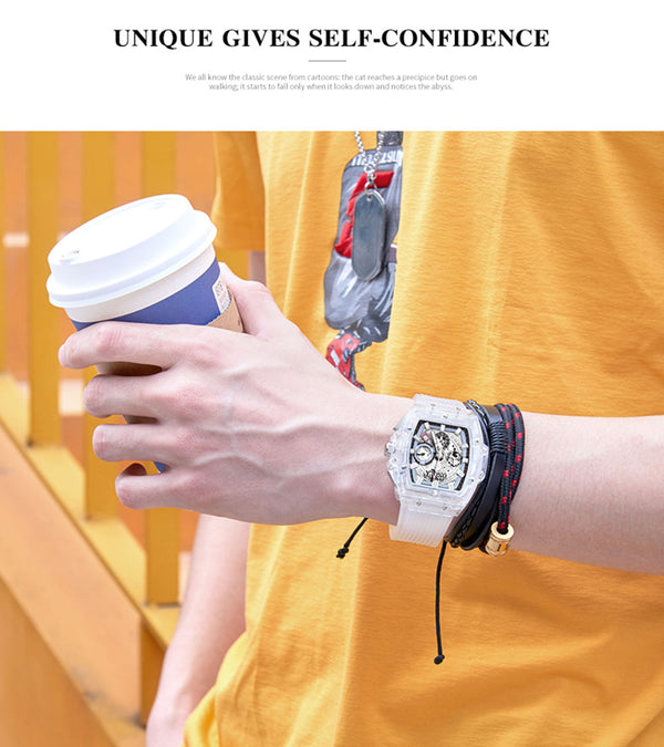 Reloj Unisex con Esfera Transparente y Luz Luminosa