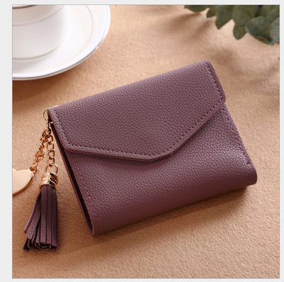 Billetera Clutch Coreana con Múltiples Compartimentos y Dije de Borla - Image 2
