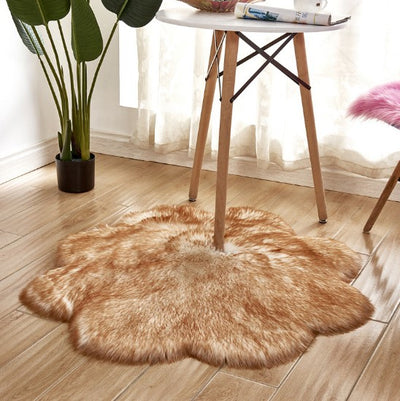 Alfombra de Lana Artificial con Forma Floral – Tapete Suave de Piel Sintética - Image 14