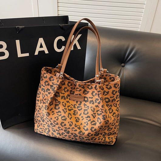 Bolsa Grande de Lona con Estampado de Leopardo para Hombro - Image 7
