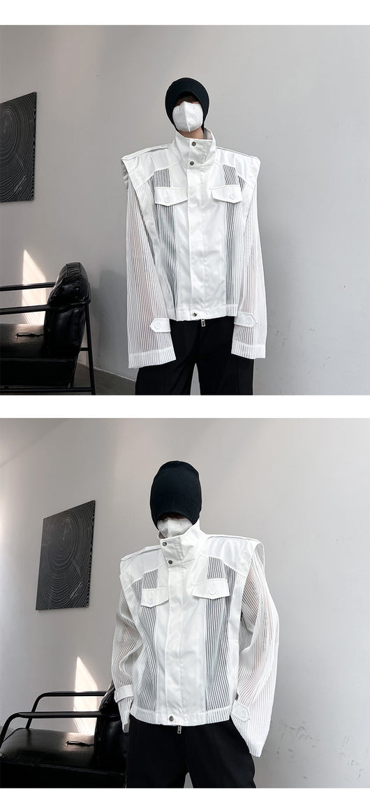 Blusa Suelta de Gasa con Cuello Alto Protección Solar - Image 23