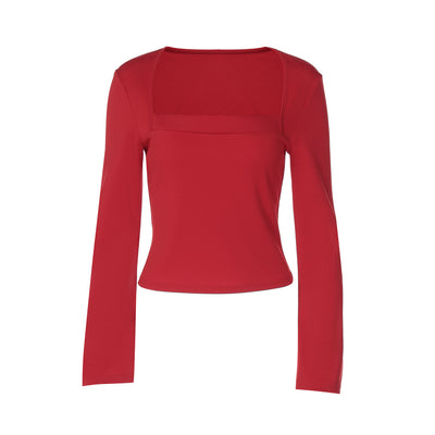 Blusa Cuadrada Entallada con Mangas Acampanadas - Camiseta Lisa de Corte Elegante - Image 22