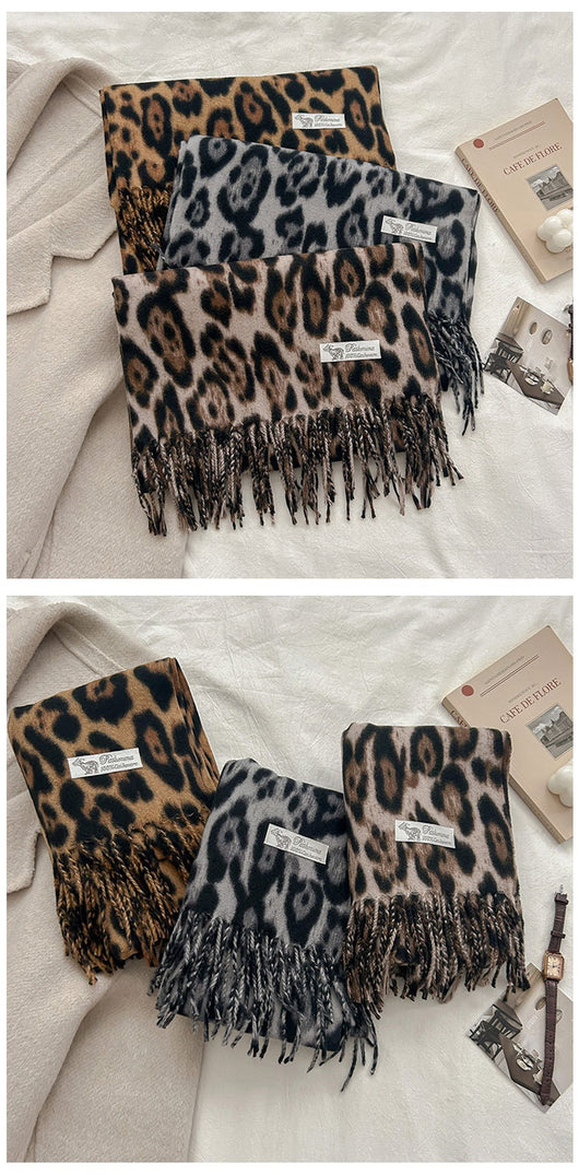 Bufanda Vintage Estampado Leopardo en Cashmira Artificial para Mujer - Image 15