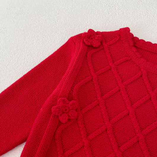 Falda Suéter Tejida de Algodón con Patrón Rombo para Niñas - Image 10