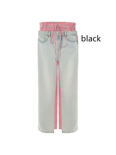 Jeans Rosa con Diseño Patchwork Cuadros para Mujer - Image 7