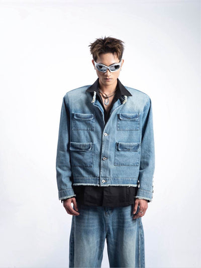 Chaqueta Denim Retro Degradado Estilo Americano para Hombre - Image 12