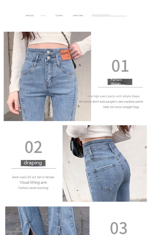 Jeans Skinny Cintura Alta Elásticos con Abertura Lateral - Image 20