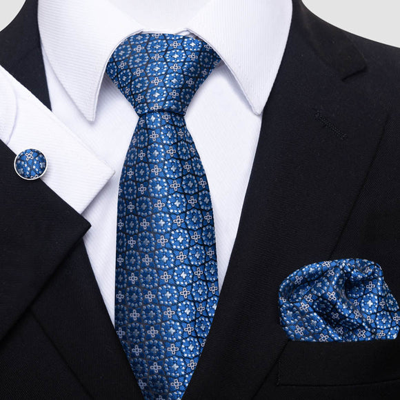 Conjunto de Corbata, Pañuelo y Gemelos para Hombre - Elegancia Empresarial