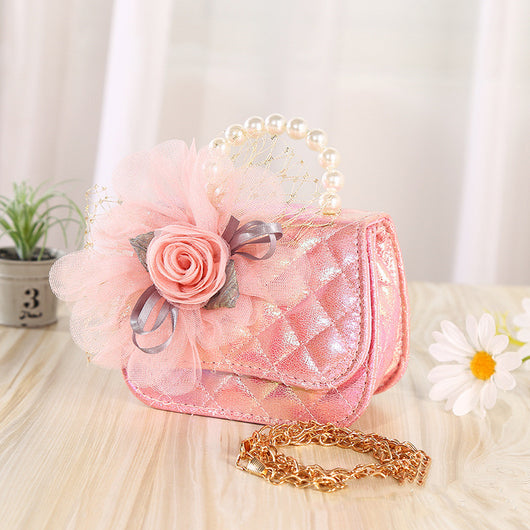 Bolso Bandolera Tejido con Perlas Floral - Image 3