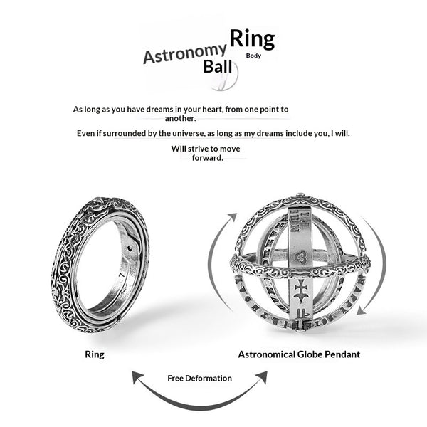 Anillo Astronómico Transformable para Hombre - Diseño Globo Celeste