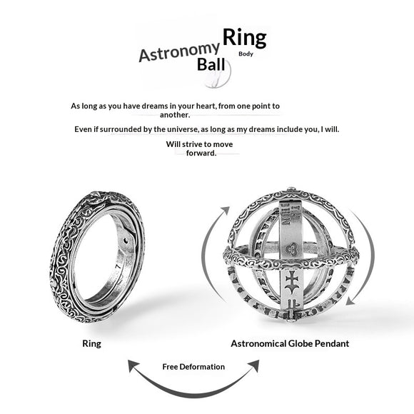 Anillo Astronómico Transformable para Hombre - Diseño Globo Celeste