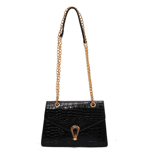 Bolso Bandolera Crossbody con Estampado Cocodrilo y Cadena Dorada - Image 5