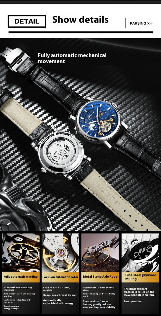 Reloj Mecánico Tourbillon Hueco Fase Lunar Xinghe con Esfera Luminosa - Image 18