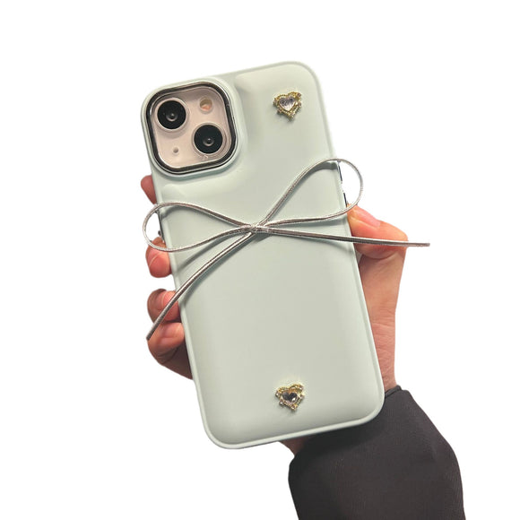 Funda para Teléfono Arco Chapado en Oro con Gema de Amor