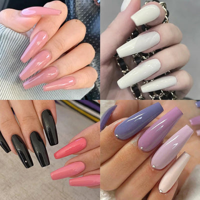 Set de 24 Uñas Postizas Cuadradas Efecto Hielo - Diseño Ballet - Image 14