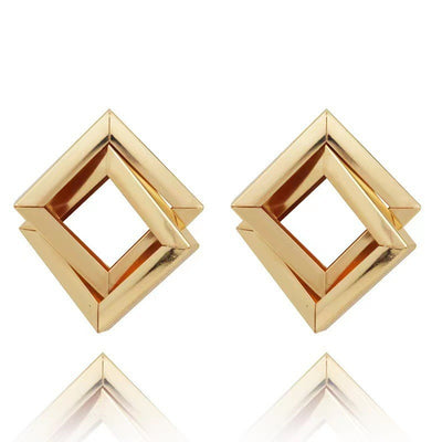 Aretes Rombo Minimalista en Metal - Efecto Rostro Más Delgado - Image 8