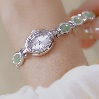 Reloj de Pulsera Lujo para Mujer con Jade Hetian Natural - Diseño Retro Impermeable - Image 11