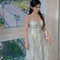 Vestido de Encaje Floral Verano Sensual Cintura Definida Falda Elegante