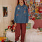 Camisa de Mezclilla Azul con Manga Larga para Mujer - Diseño Juvenil y Adorable