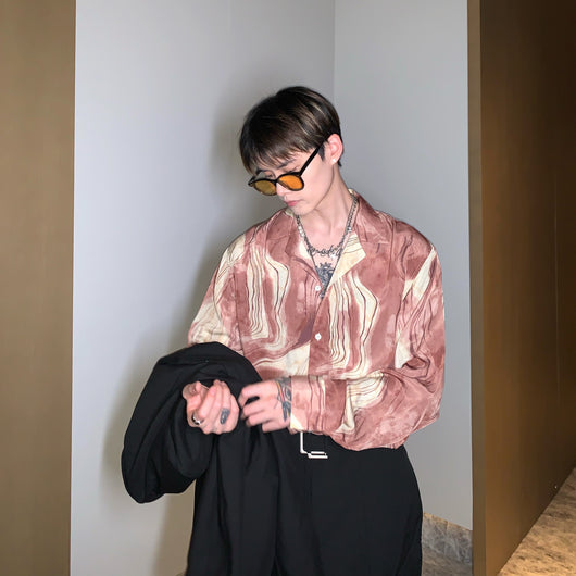 Camisa de Manga Larga con Diseño Abstracto - Estilo Coreano Moderno para Hombre - Image 12