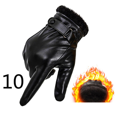 Guantes de Cuero para Moto Invierno Plus Forro Terciopelo Impermeables - Image 11
