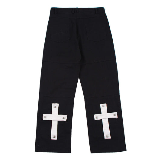 Pantalones Rectos Holgados Street Fashion con Parche de Hebilla Metálica - Image 2
