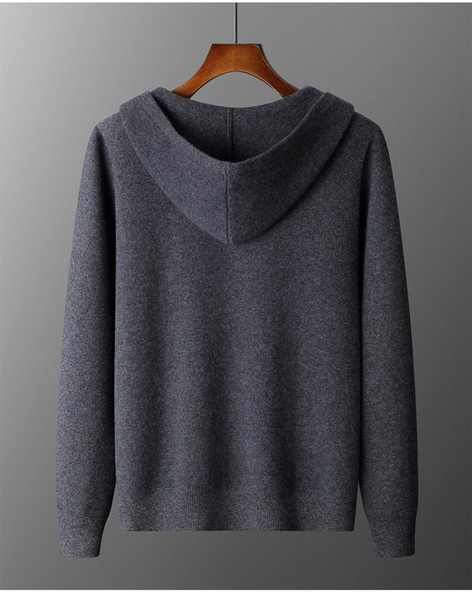 Cardigan Cashmere con Capucha para Hombre - Abrigo Casual Grueso con Cierre - Image 23