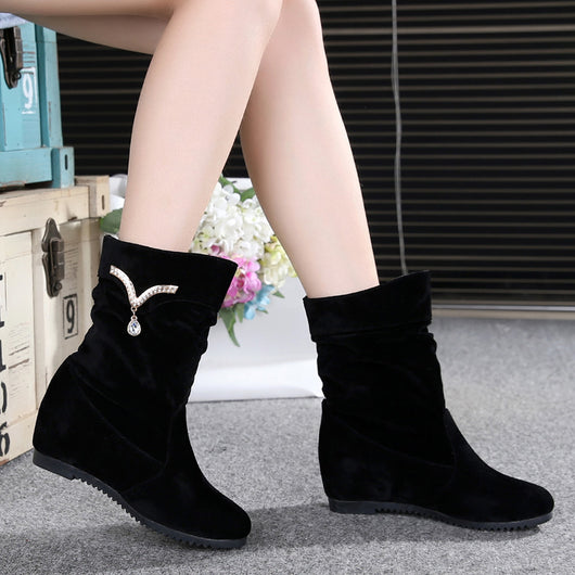 Botas Altas de Ante Nubuck con Cuña Interna y Suela Plana para Mujer - Image 14