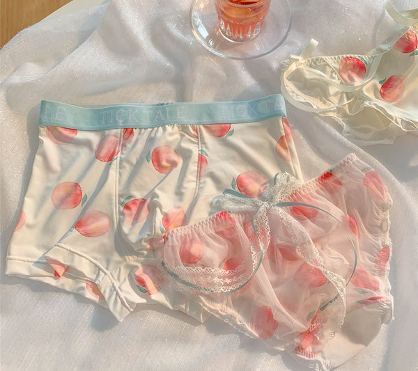 Conjunto de Ropa Interior para Parejas Sabor Durazno - Algodón Seda Fría Verano