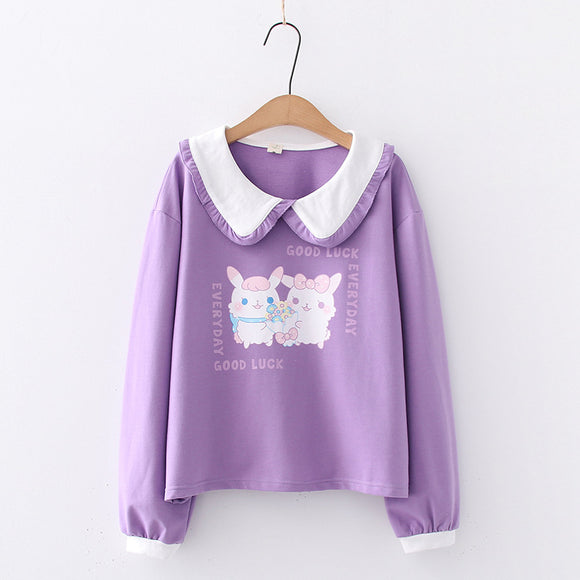Suéter Estampado Conejo para Mujer - Blusa Cómoda Otoño Invierno