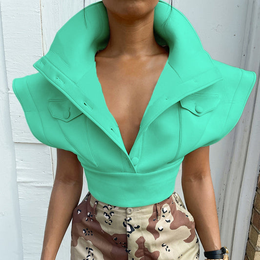 Blusa de Cuello Alto Elevado - Colección Otoño