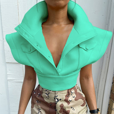 Blusa de Cuello Alto Elevado - Colección Otoño