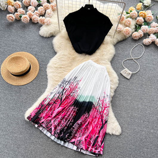 Conjunto de Dos Piezas: Blusa Plisada sin Mangas y Falda Diseño Exclusivo para Mujer - Image 19
