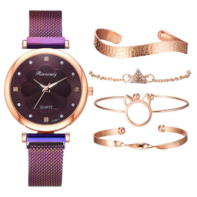 Reloj de Cuarzo con Esfera Floral y Malla Ajustable - Image 9