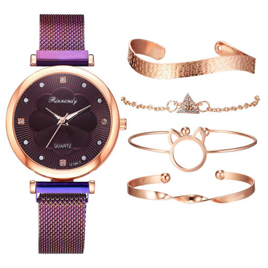 Reloj de Cuarzo con Esfera Floral y Malla Ajustable - Image 9