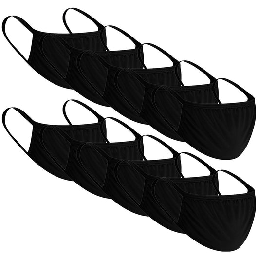 Ten solid-color ear-mounted face masks in blue, beige, maroon, light blue, black, light pink, hot pink, red, white, and purple. - Image 5