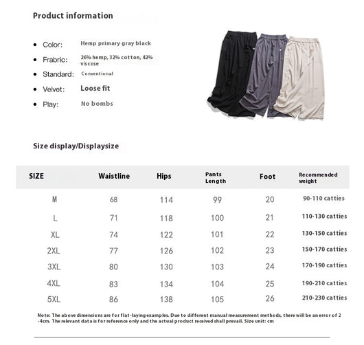 Pantalones Holgados de Algodón y Lino - Estilo Retro Tallas Grandes para Hombre - Image 9