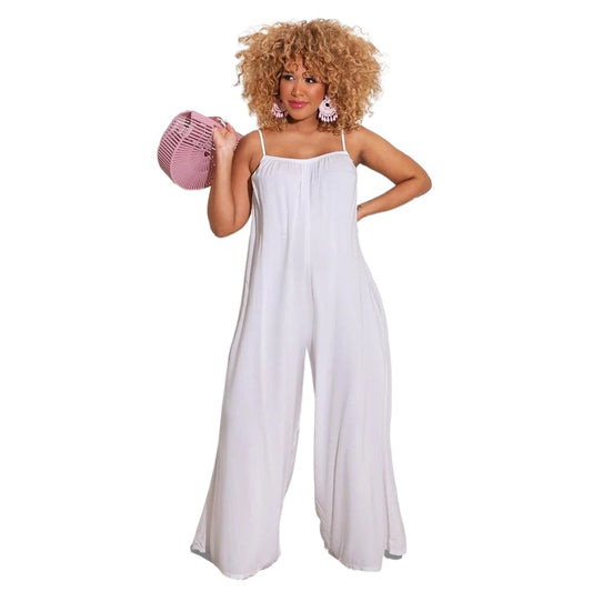 Jumpsuit Casual de Color Liso con Tirantes para Mujer - Image 2