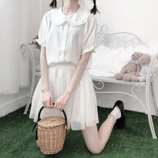 Blusa Lolita Japonesa Soft Girl de Verano con Mangas Abullonadas - Image 3
