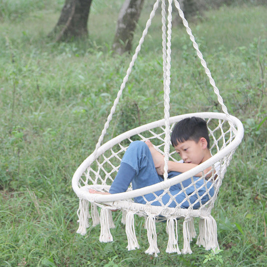 Hamaca Colgante Redonda Nórdica para Niños - Silla Suspendida Interior y Exterior