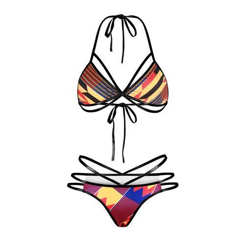 Conjunto de Bikini Multicolor en Tono Granate