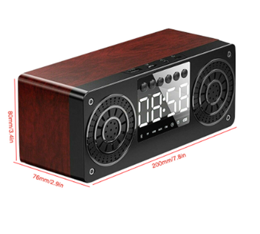 Reloj Parlante Bluetooth de Madera con Subwoofer Retro