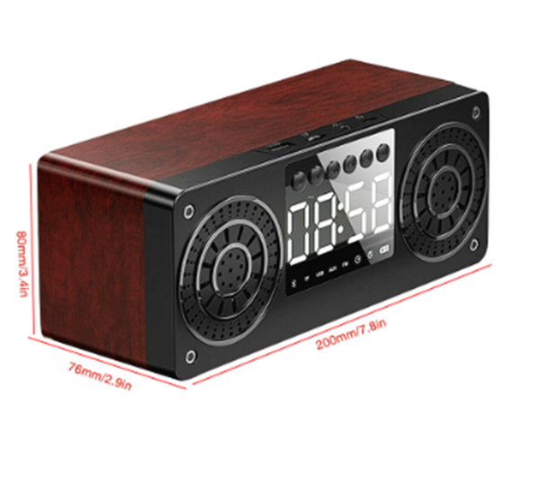 Reloj Parlante Bluetooth de Madera con Subwoofer Retro