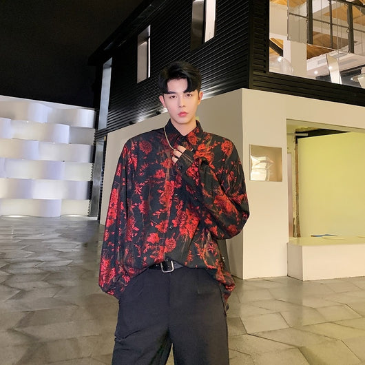 Camisa Floral Hip Hop Streetwear para Hombre