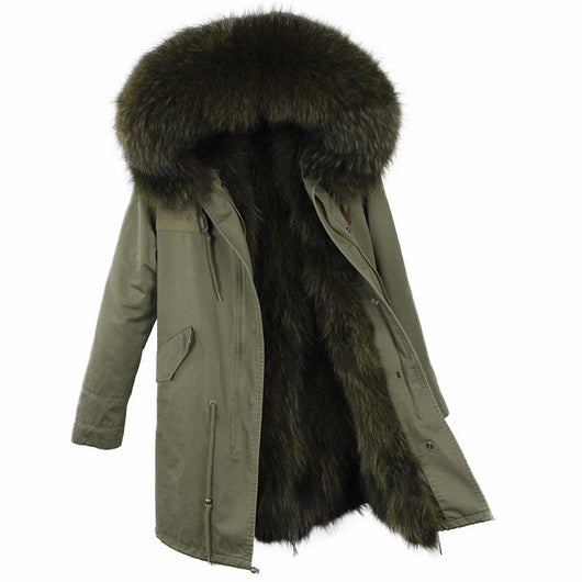 Abrigo Parka con Cuello de Piel de Mapache Oversized - Image 2