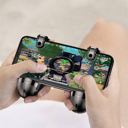 Black mobile phone gaming grip with an ergonomic handle and a silver trigger button for enhanced gameplay. - Image 4