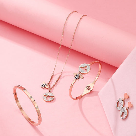 Conjunto de Collar Rosa en Caja de Regalo - Image 5